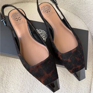 Vince Camuto Black and Brown Leopard Slingback Heels, absolutely new